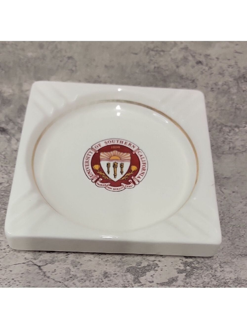 Vintage USC University of Southern California College Ceramic Ashtray